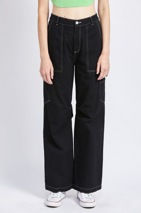 Classic Stylish Casual High Rise Wide-Leg Cargo Pants Denim Jeans - Accessoriesforever