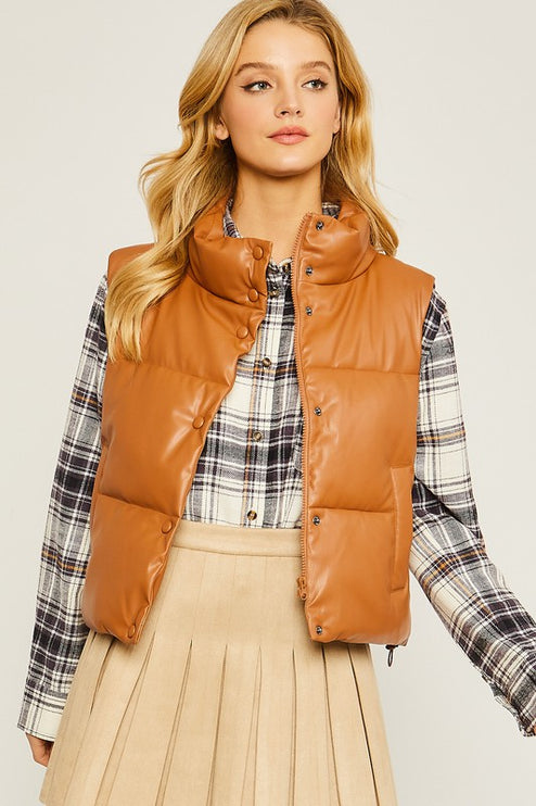 Stylish Fashion Warm PU Padded Sleeveless Vest - Accessoriesforever
