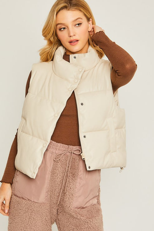 Stylish Fashion Warm PU Padded Sleeveless Vest - Accessoriesforever