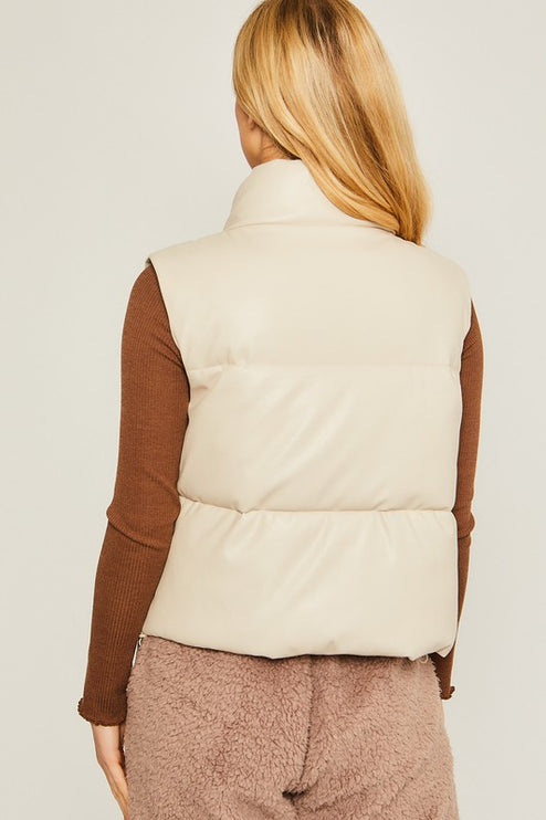 Stylish Fashion Warm PU Padded Sleeveless Vest - Accessoriesforever