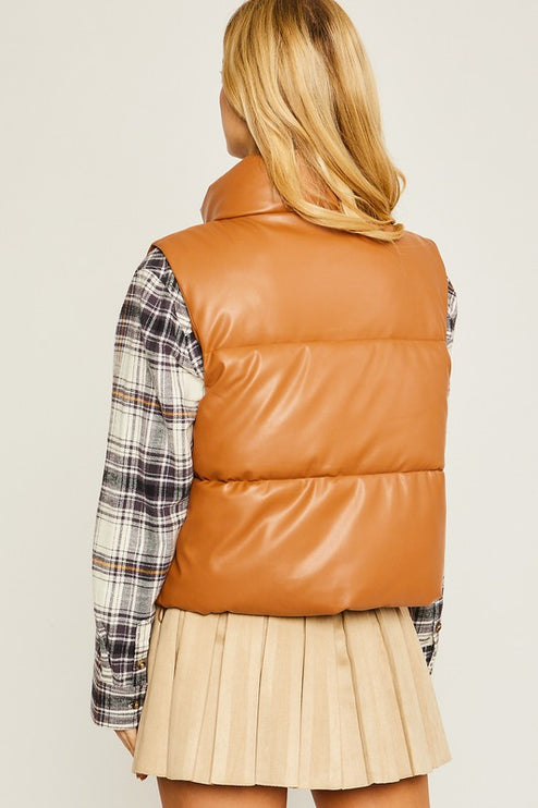Stylish Fashion Warm PU Padded Sleeveless Vest - Accessoriesforever