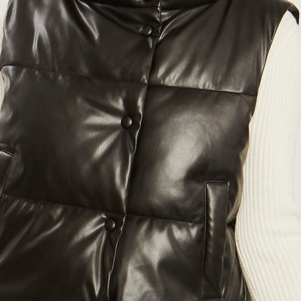 Stylish Fashion Warm PU Padded Sleeveless Vest