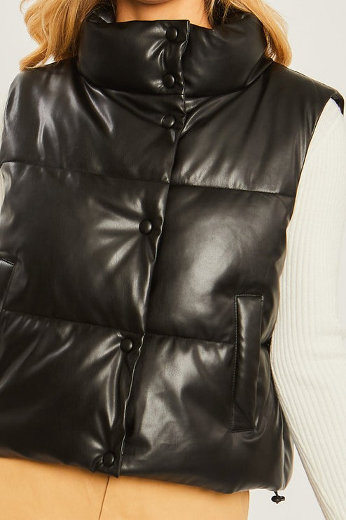 Stylish Fashion Warm PU Padded Sleeveless Vest - Accessoriesforever