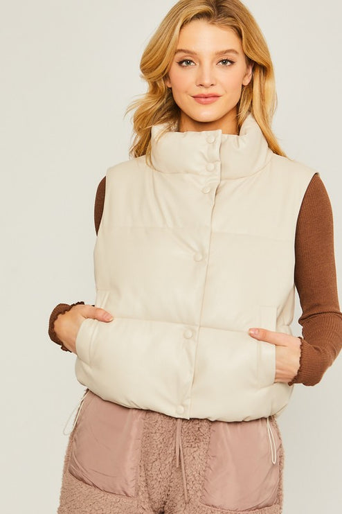 Stylish Fashion Warm PU Padded Sleeveless Vest - Accessoriesforever