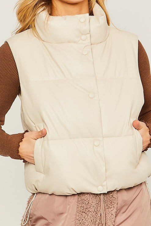 Stylish Fashion Warm PU Padded Sleeveless Vest - Accessoriesforever