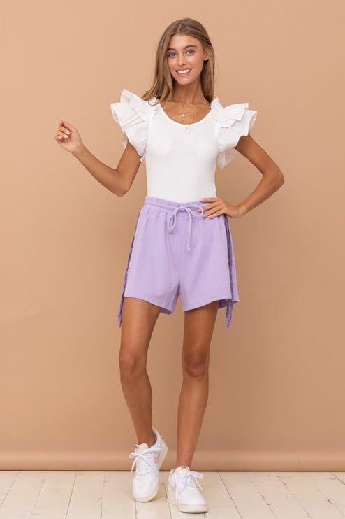 Gorgeous Solid Puff Ruffled Shoulder Short Sleeves Soft Jersey Bodysuit - Accessoriesforever