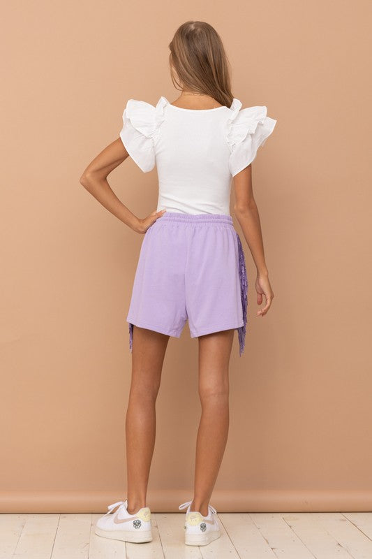 Gorgeous Solid Puff Ruffled Shoulder Short Sleeves Soft Jersey Bodysuit