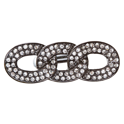 Chain Trio Link Crystal Pave Stretch Ring - Accessoriesforever