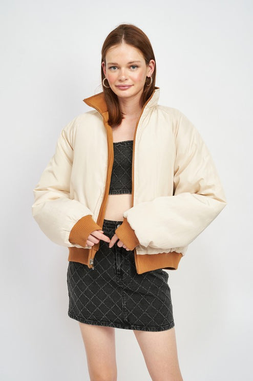 Cozy Stylish Fashion Warm Outwear Reversible Puffer Jacket