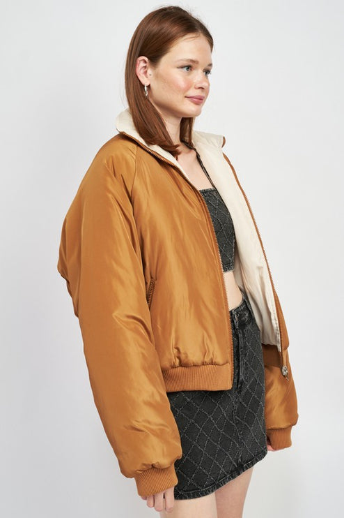 Cozy Stylish Fashion Warm Outwear Reversible Puffer Jacket