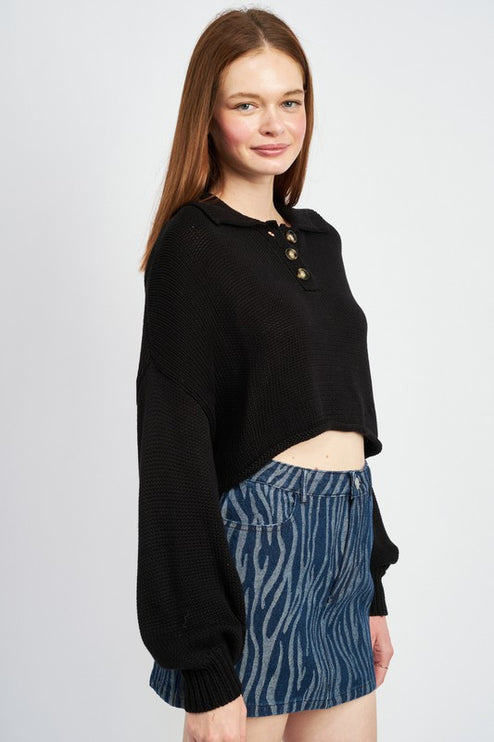 Trendy Chic Fashion Cropped Knit Top Sweater