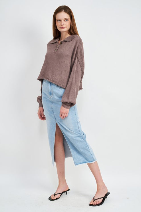 Trendy Chic Fashion Cropped Knit Top Sweater