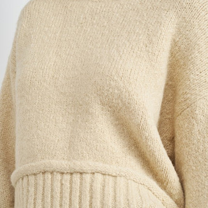 Cozy Light Blue Turtle Neck Sweater with Ribbed Hem