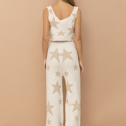 Cute Soft Star Print Tank Top Long Pant Two-Piece Set - Accessoriesforever