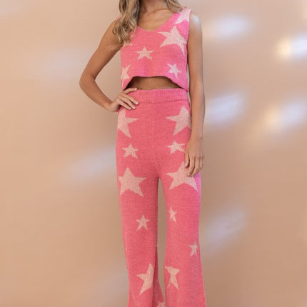 Cute Soft Star Print Tank Top Long Pant Two-Piece Set - Accessoriesforever
