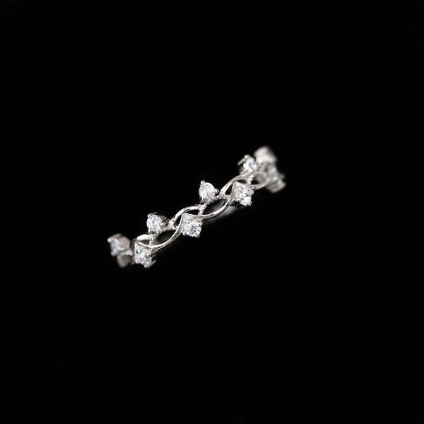 Beautiful Sterling Silver Zircon Woven Fashion Adjustable Ring