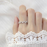Beautiful Sterling Silver Zircon Woven Fashion Adjustable Ring