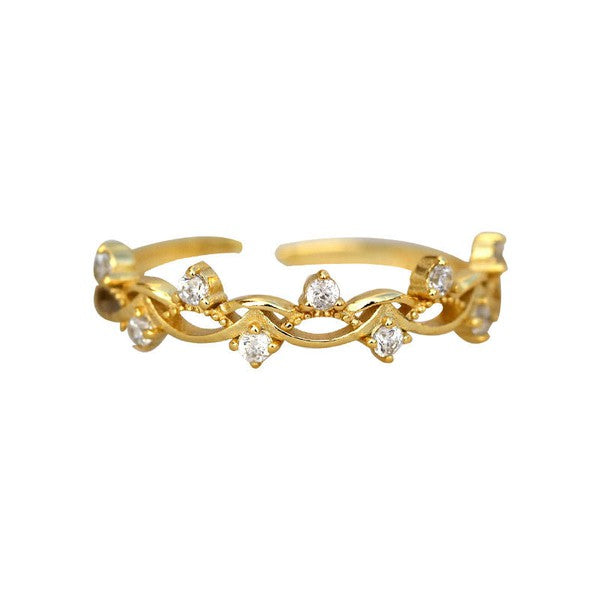 Beautiful Sterling Silver Zircon Woven Fashion Adjustable Ring