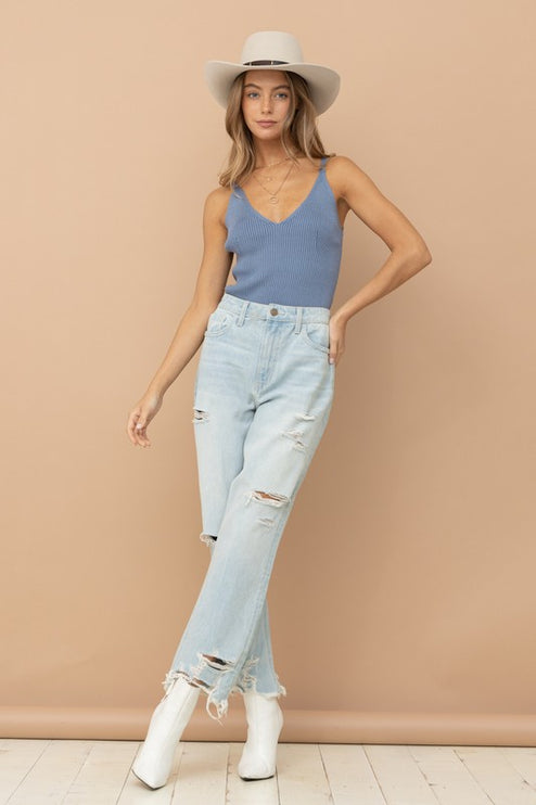 Simple Solid Knitted Sleeveless Sweater Fashion Cami Tank Top - Accessoriesforever