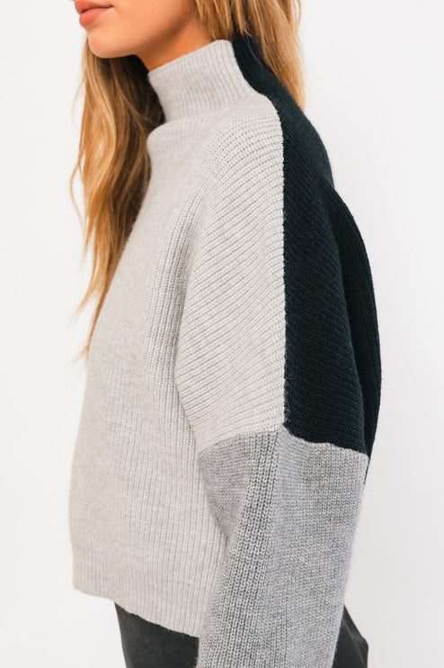 Stylish Comfy Color Block Long Sleeve Oversized Sweater