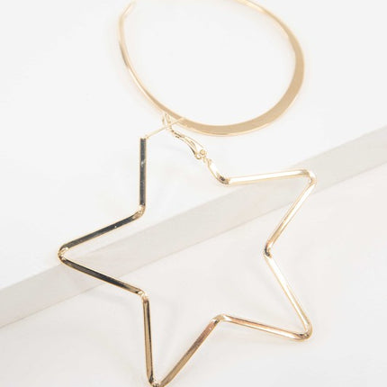 Stylish Star and Oval Fashion Dangle Hoop Earrings - Accessoriesforever