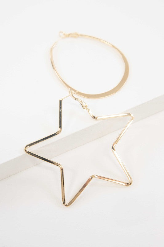 Stylish Star and Oval Fashion Dangle Hoop Earrings