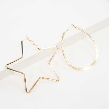 Stylish Star and Oval Fashion Dangle Hoop Earrings - Accessoriesforever
