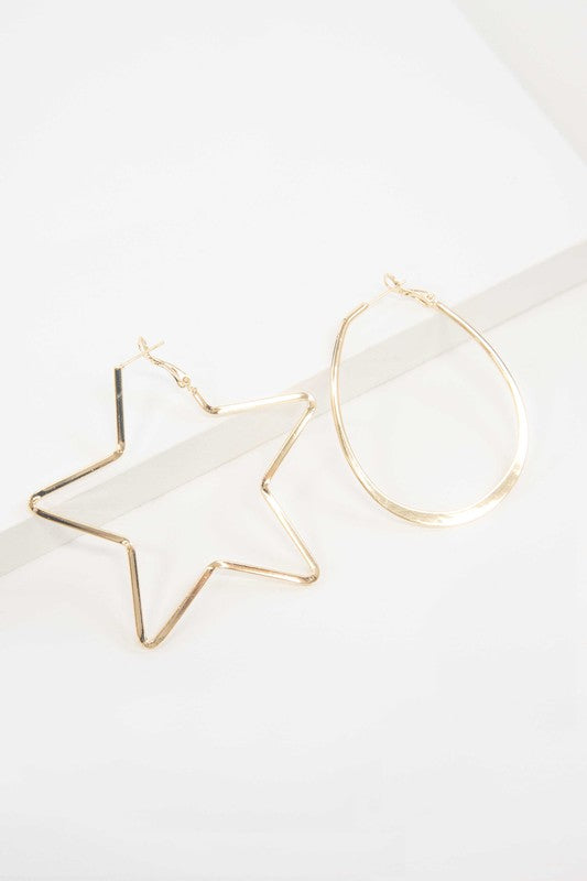 Stylish Star and Oval Fashion Dangle Hoop Earrings