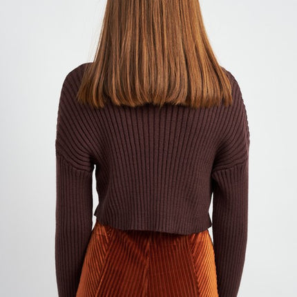 Chic Fashion Simple Solid Turtleneck Cropped Knit Sweater Top - Accessoriesforever