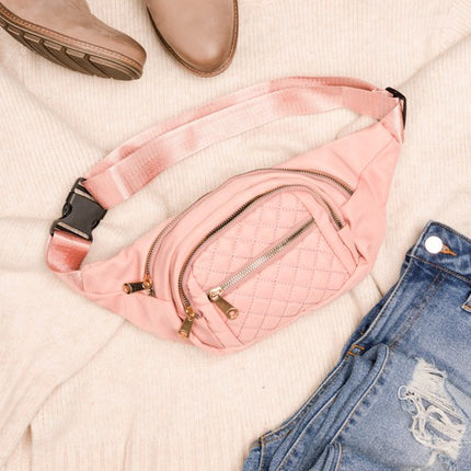 Chic Luxury Quilted Belt Sling Bum Bag