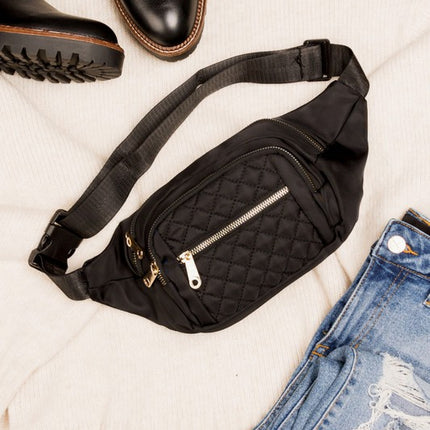 Chic Luxury Quilted Belt Sling Bum Bag