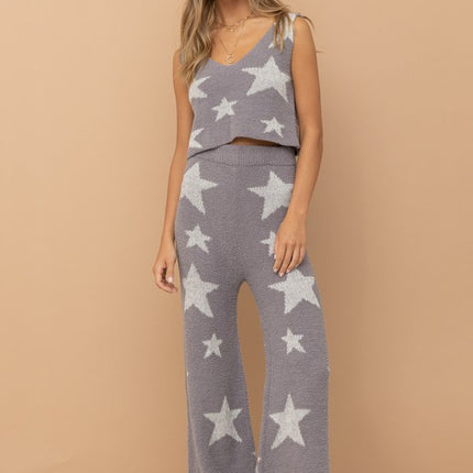 Cute Soft Star Print Tank Top Long Pant Two-Piece Set - Accessoriesforever