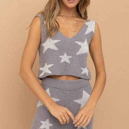Cute Soft Star Print Tank Top Long Pant Two-Piece Set - Accessoriesforever