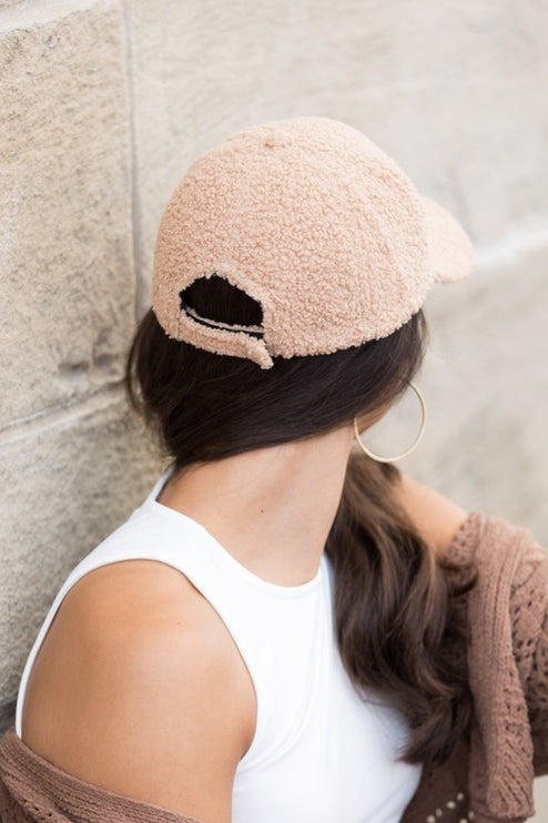 Cozy Sherpa Teddy Bear Knit Hat Ball Cap