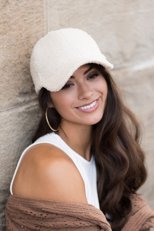 Cozy Sherpa Teddy Bear Knit Hat Ball Cap