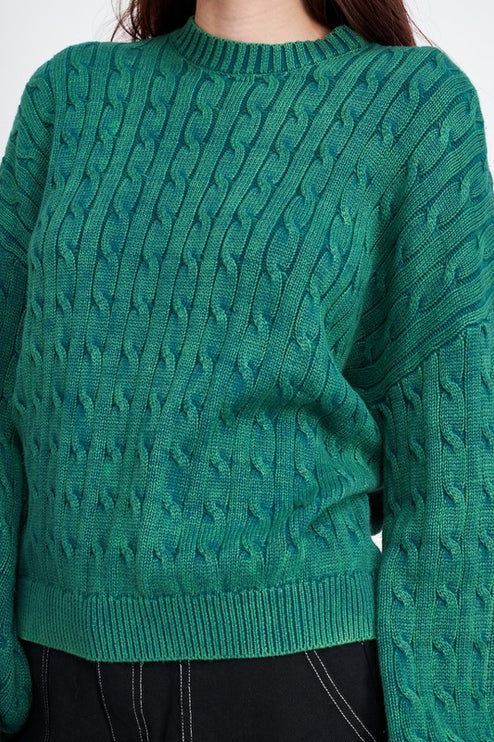 Cozy Soft Fashion Bubble Sleeves Cable Knit Top Sweater - Accessoriesforever