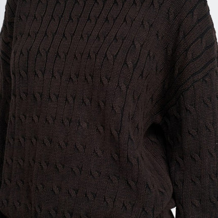 Cozy Soft Fashion Bubble Sleeves Cable Knit Top Sweater - Accessoriesforever