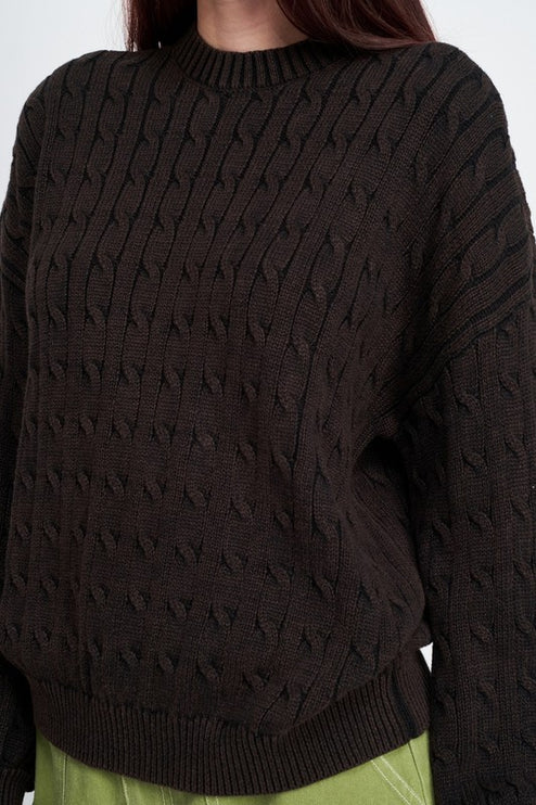 Cozy Soft Fashion Bubble Sleeves Cable Knit Top Sweater - Accessoriesforever