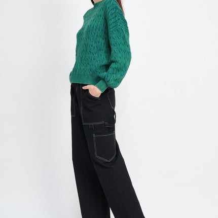 Cozy Soft Fashion Bubble Sleeves Cable Knit Top Sweater - Accessoriesforever