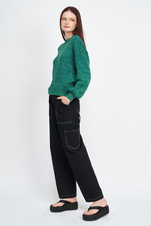 Cozy Soft Fashion Bubble Sleeves Cable Knit Top Sweater - Accessoriesforever