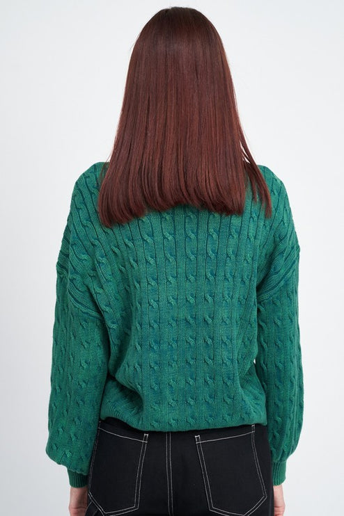 Cozy Soft Fashion Bubble Sleeves Cable Knit Top Sweater - Accessoriesforever
