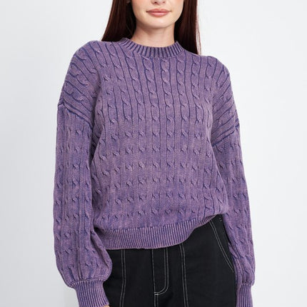 Cozy Soft Fashion Bubble Sleeves Cable Knit Top Sweater - Accessoriesforever