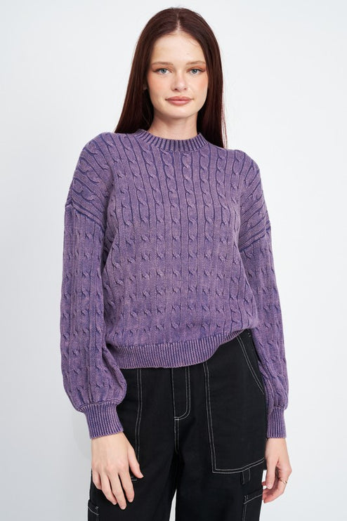 Cozy Soft Fashion Bubble Sleeves Cable Knit Top Sweater - Accessoriesforever