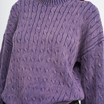 Cozy Soft Fashion Bubble Sleeves Cable Knit Top Sweater - Accessoriesforever