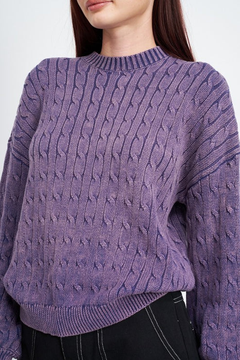Cozy Soft Fashion Bubble Sleeves Cable Knit Top Sweater - Accessoriesforever