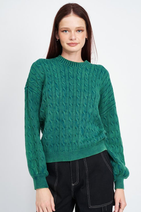 Cozy Soft Fashion Bubble Sleeves Cable Knit Top Sweater - Accessoriesforever