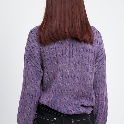 Cozy Soft Fashion Bubble Sleeves Cable Knit Top Sweater - Accessoriesforever