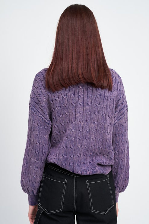 Cozy Soft Fashion Bubble Sleeves Cable Knit Top Sweater - Accessoriesforever