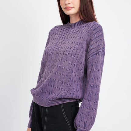 Cozy Soft Fashion Bubble Sleeves Cable Knit Top Sweater - Accessoriesforever