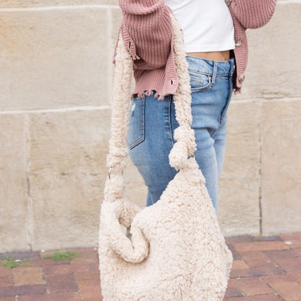Simple Soft Sherpa Fashion Crossbody Messenger Tote Bag - Accessoriesforever